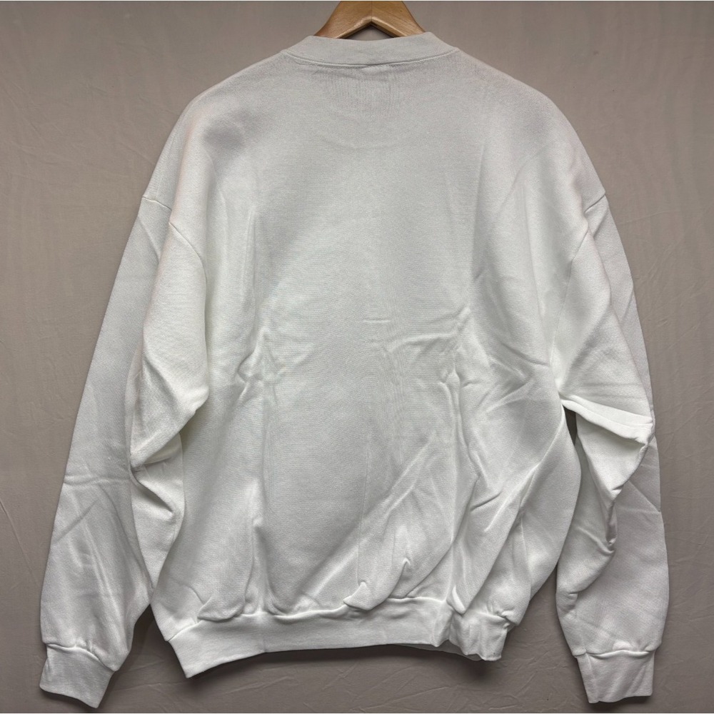 Vintage Fruit Of The Loom Sweatshirt Mens White Fleece Pullover USA Made XL NWOT - Picture 3 of 6